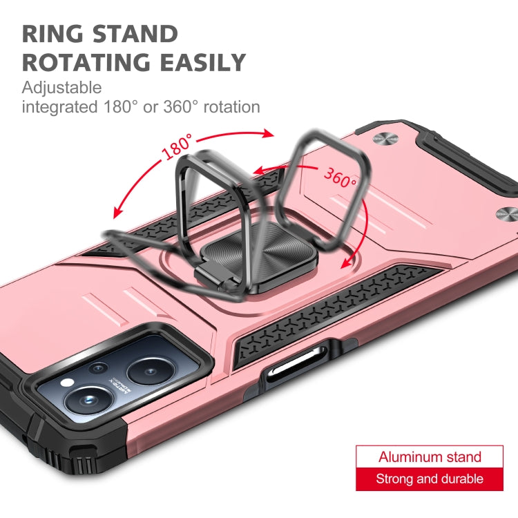 For Realme 9i Magnetic Armor Shockproof TPU + PC Phone Case with Metal Ring Holder