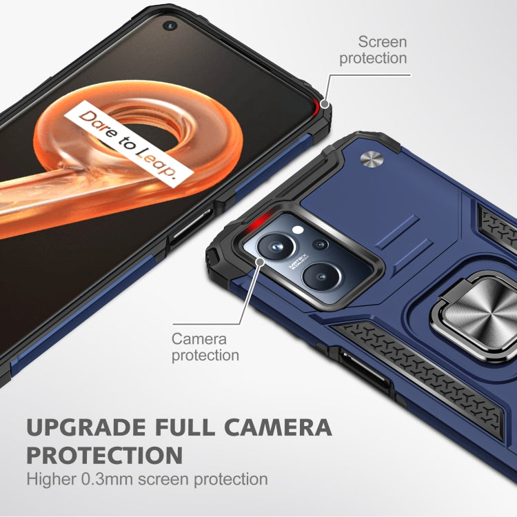 For Realme 9i Magnetic Armor Shockproof TPU + PC Phone Case with Metal Ring Holder