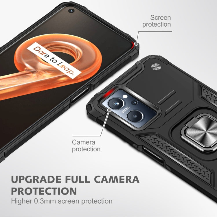 For Realme 9i Magnetic Armor Shockproof TPU + PC Phone Case with Metal Ring Holder