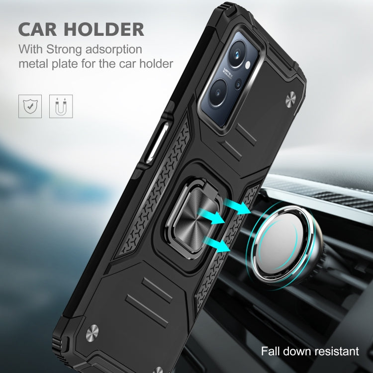 For Realme 9i Magnetic Armor Shockproof TPU + PC Phone Case with Metal Ring Holder