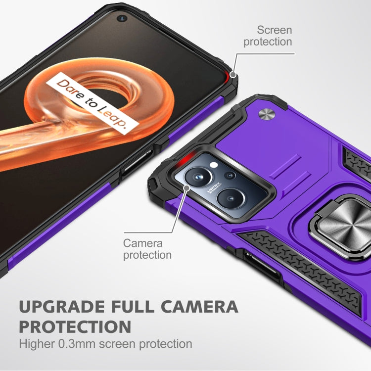For Realme 9i Magnetic Armor Shockproof TPU + PC Phone Case with Metal Ring Holder