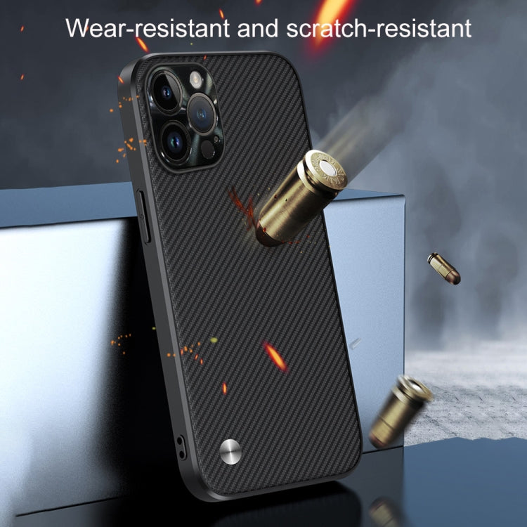 For iPhone 14 Plus Carbon Fiber Kevlar Phone Case