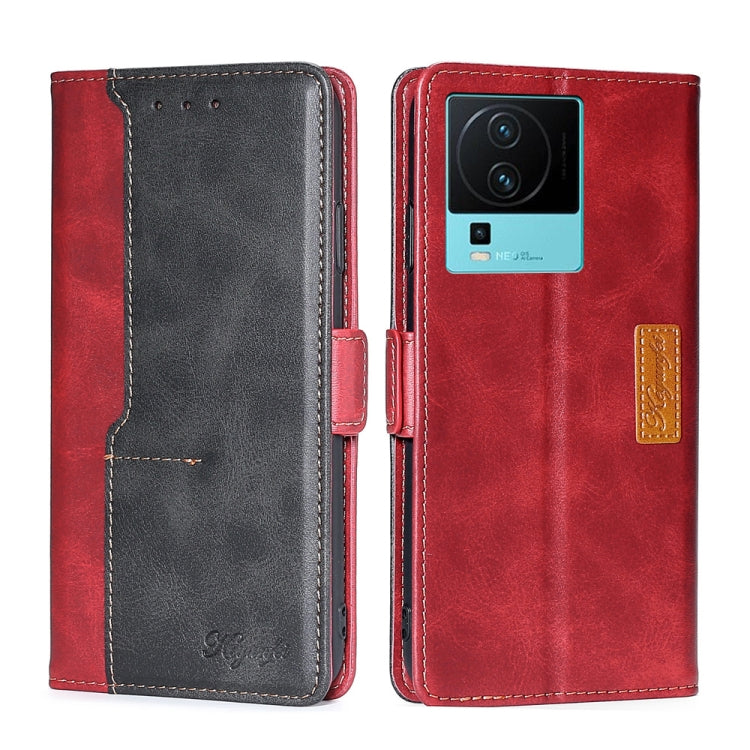 For vivo iQOO Neo7 Contrast Color Side Buckle Leather Phone Case
