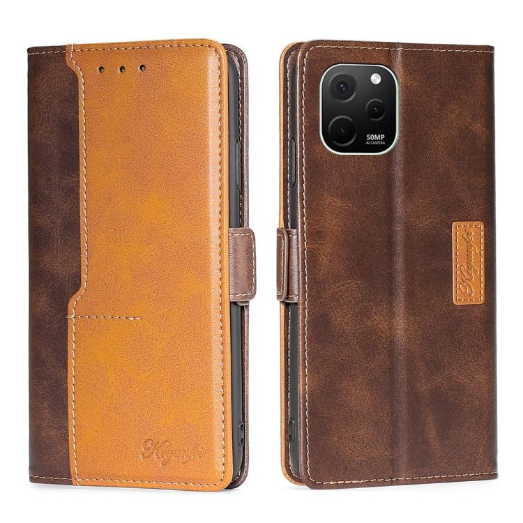 For Huawei nova Y61 Contrast Color Side Buckle Leather Phone Case