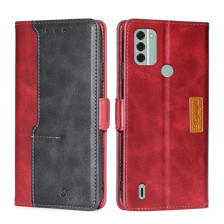 For Nokia C31 Contrast Color Side Buckle Leather Phone Case