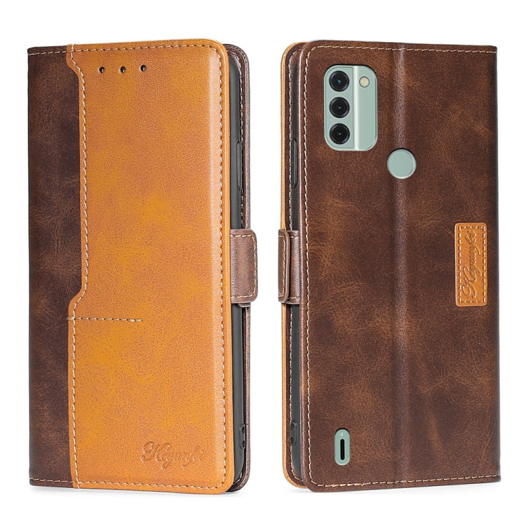 For Nokia C31 Contrast Color Side Buckle Leather Phone Case