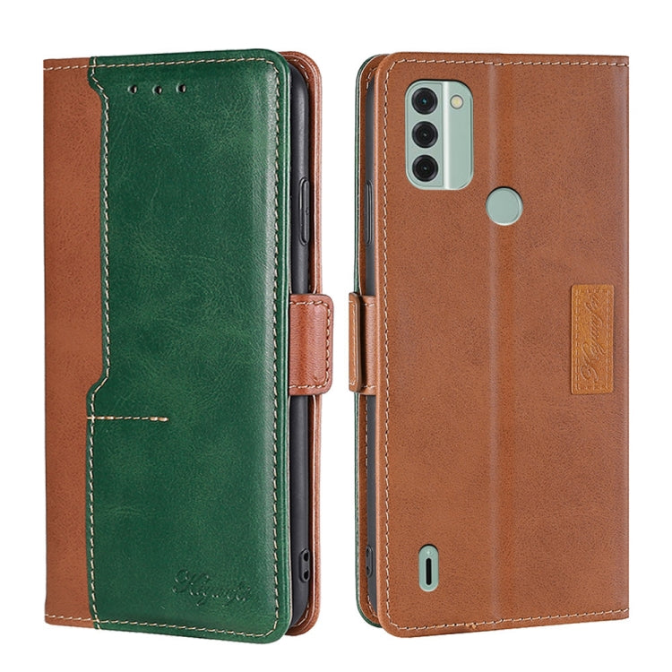 For Nokia C31 Contrast Color Side Buckle Leather Phone Case
