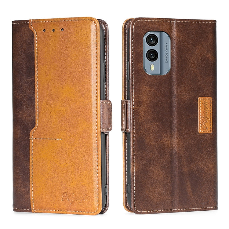 For Nokia X30 5G Contrast Color Side Buckle Leather Phone Case