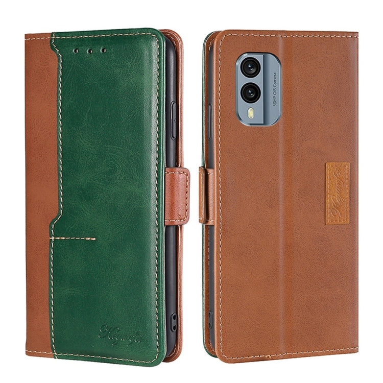 For Nokia X30 5G Contrast Color Side Buckle Leather Phone Case
