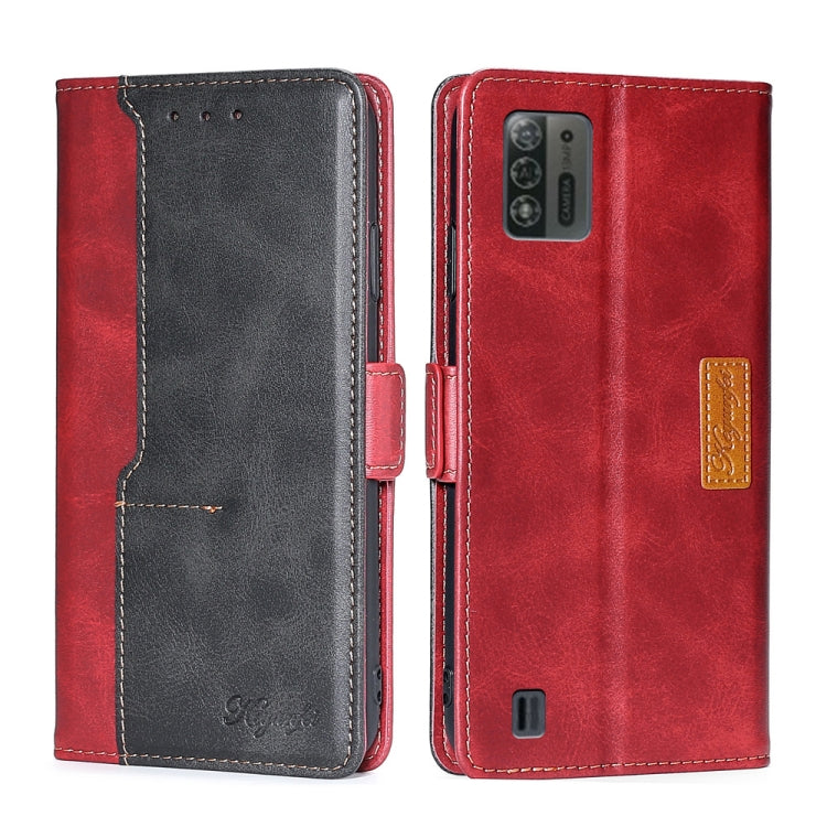For ZTE Blade A52 Lite Contrast Color Side Buckle Leather Phone Case