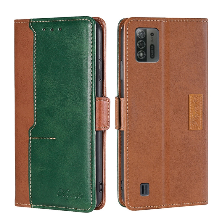 For ZTE Blade A52 Lite Contrast Color Side Buckle Leather Phone Case