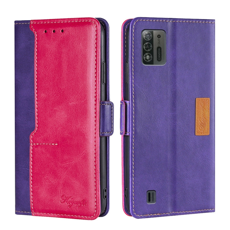 For ZTE Blade A52 Lite Contrast Color Side Buckle Leather Phone Case