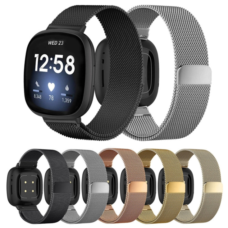 For Fitbit Versa 4 / Versa 3 20mm Milanese Magnetic Metal Split Buckle Watch Band