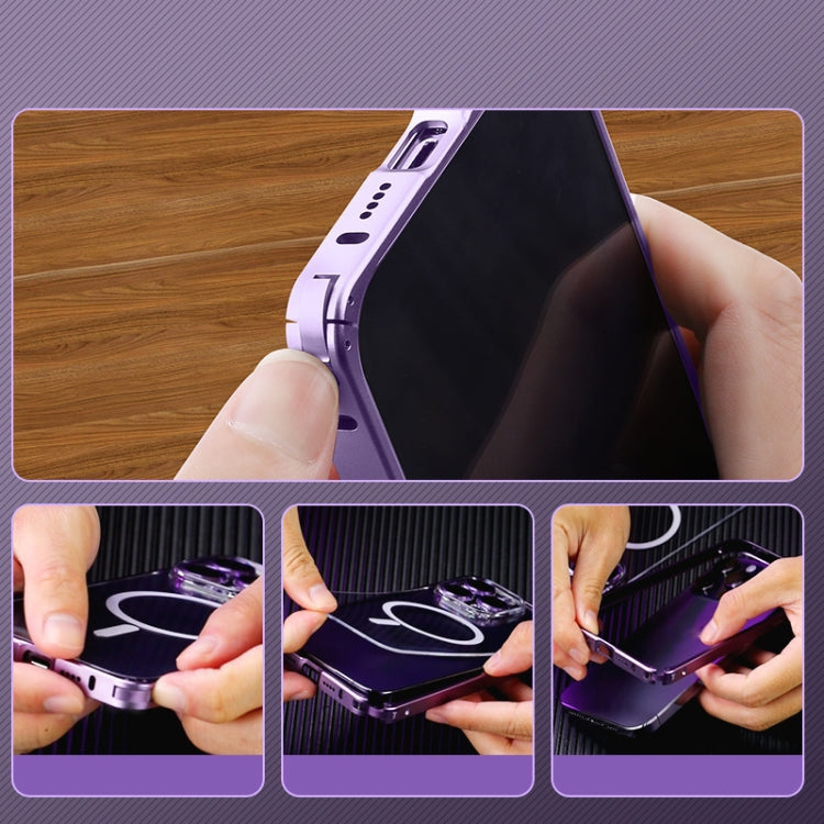 For iPhone 14 Spring Buckle Metal Transparent Phone Case with Lens Protection
