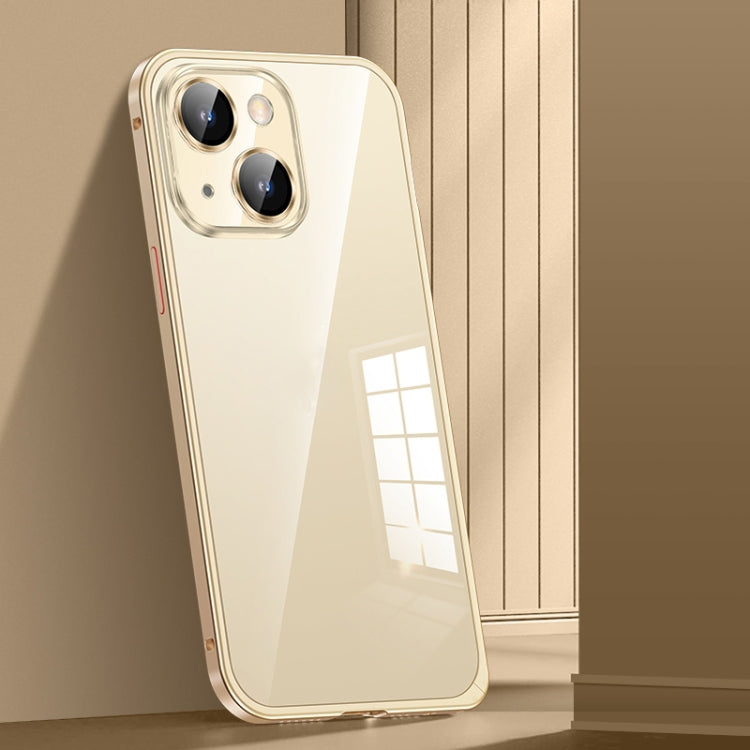 For iPhone 13 Spring Buckle Metal Transparent Phone Case with Lens Protection