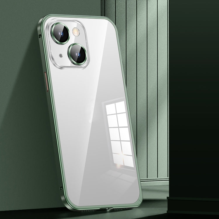 For iPhone 13 Spring Buckle Metal Transparent Phone Case with Lens Protection