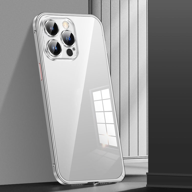 For iPhone 13 Pro Spring Buckle Metal Transparent Phone Case with Lens Protection
