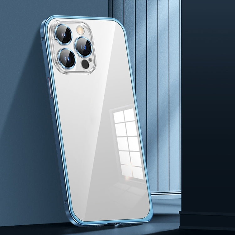 For iPhone 13 Pro Spring Buckle Metal Transparent Phone Case with Lens Protection