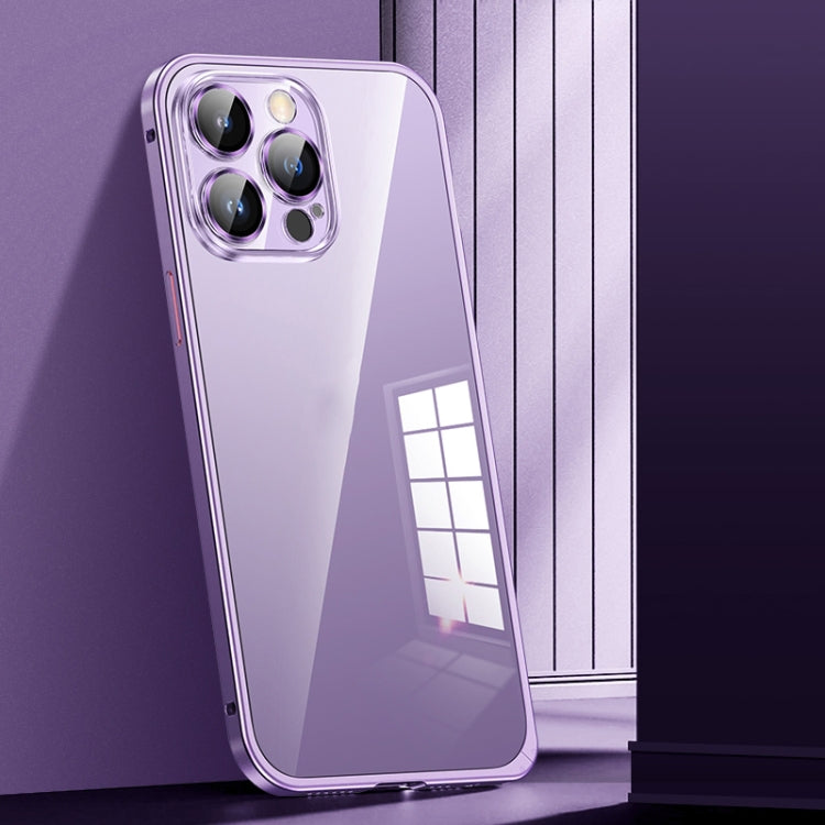 For iPhone 13 Pro Spring Buckle Metal Transparent Phone Case with Lens Protection