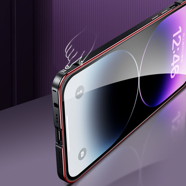 For iPhone 13 Pro Spring Buckle Metal Transparent Phone Case with Lens Protection