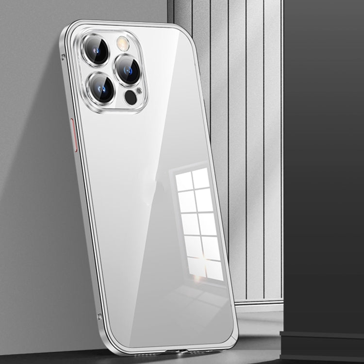 For iPhone 12 Pro Max Spring Buckle Metal Transparent Phone Case with Lens Protection