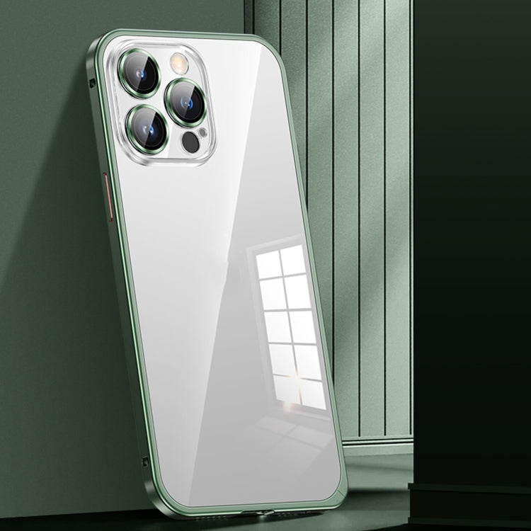For iPhone 12 Pro Max Spring Buckle Metal Transparent Phone Case with Lens Protection