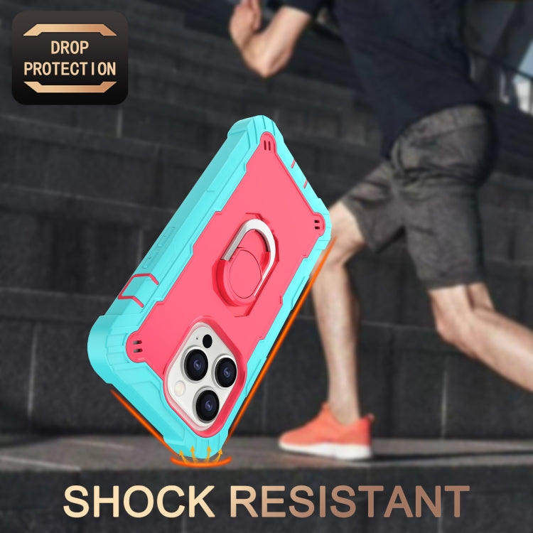 For iPhone 14 Pro Max Two-color Ring Holder Phone Case