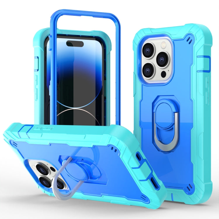 For iPhone 14 Pro Max Two-color Ring Holder Phone Case