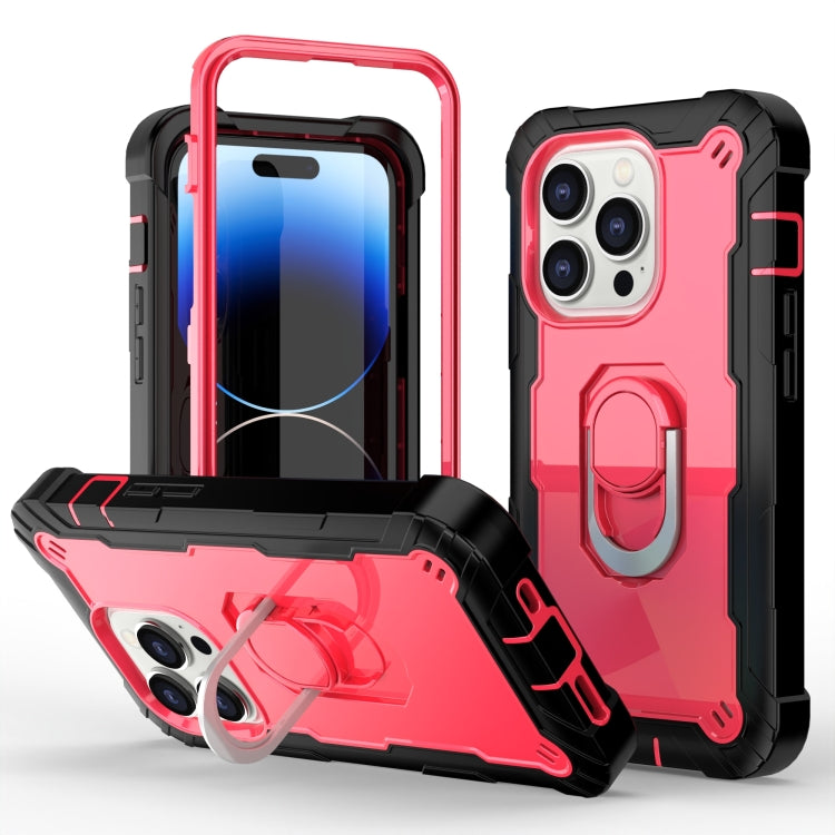 For iPhone 14 Pro Max Two-color Ring Holder Phone Case