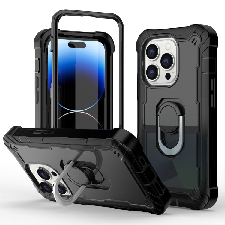 For iPhone 14 Pro Max Two-color Ring Holder Phone Case