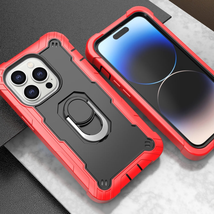For iPhone 14 Pro Max Two-color Ring Holder Phone Case