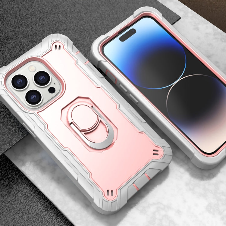 For iPhone 14 Pro Max Two-color Ring Holder Phone Case