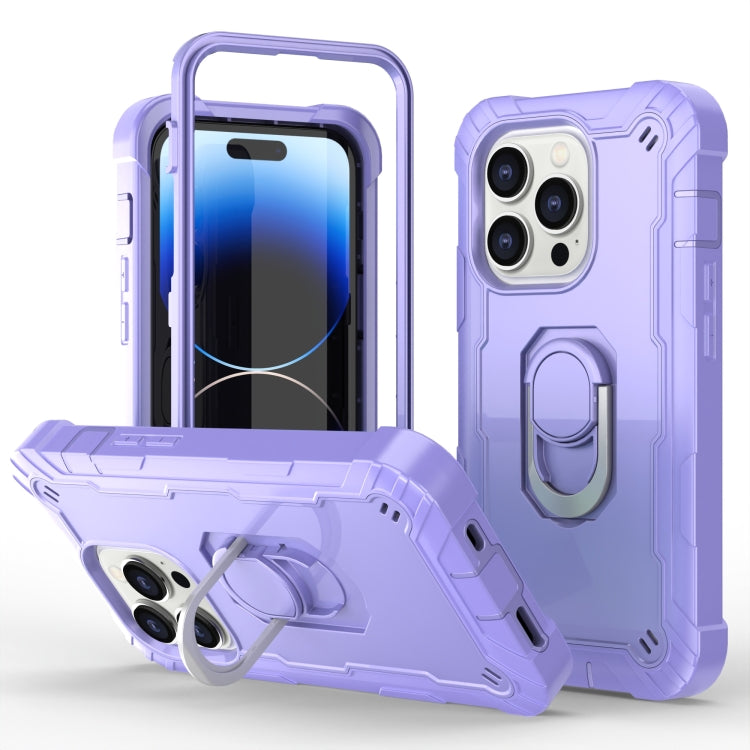 For iPhone 14 Pro Max Two-color Ring Holder Phone Case