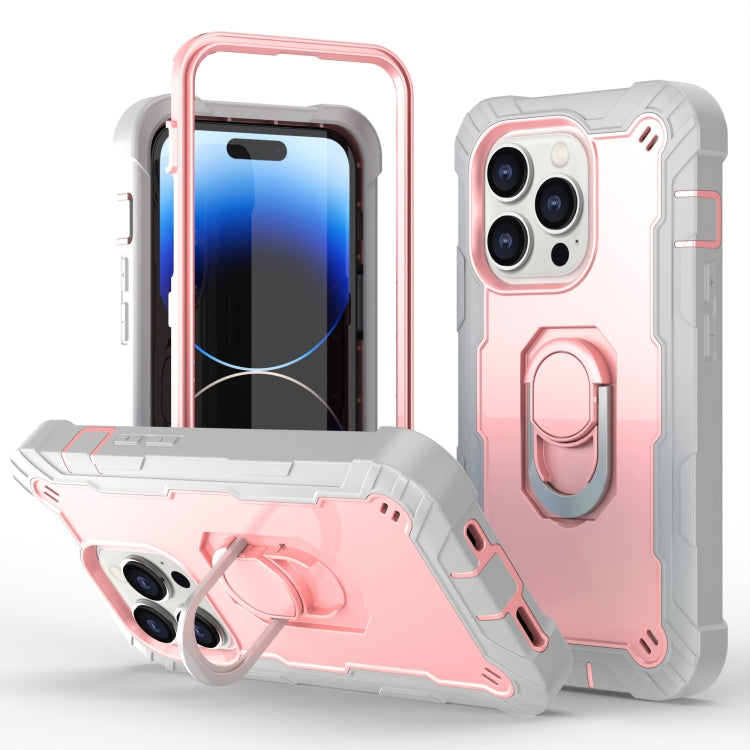 For iPhone 14 Pro Two-color Ring Holder Phone Case