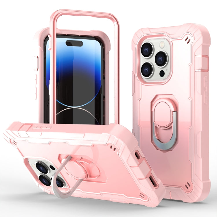 For iPhone 14 Pro Two-color Ring Holder Phone Case