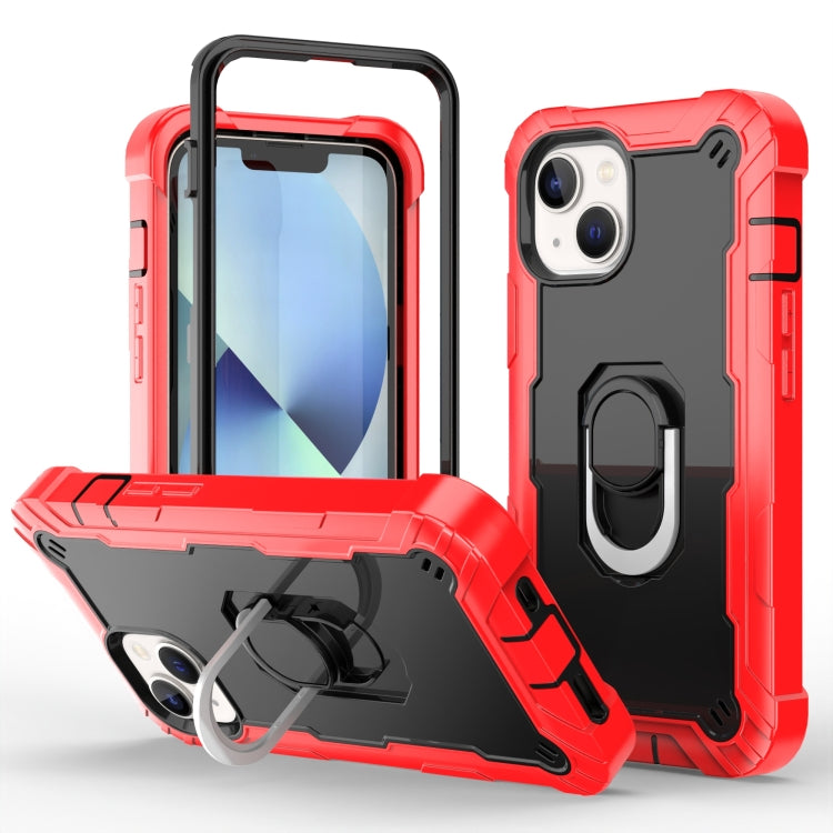 For iPhone 14 Two-color Ring Holder Phone Case