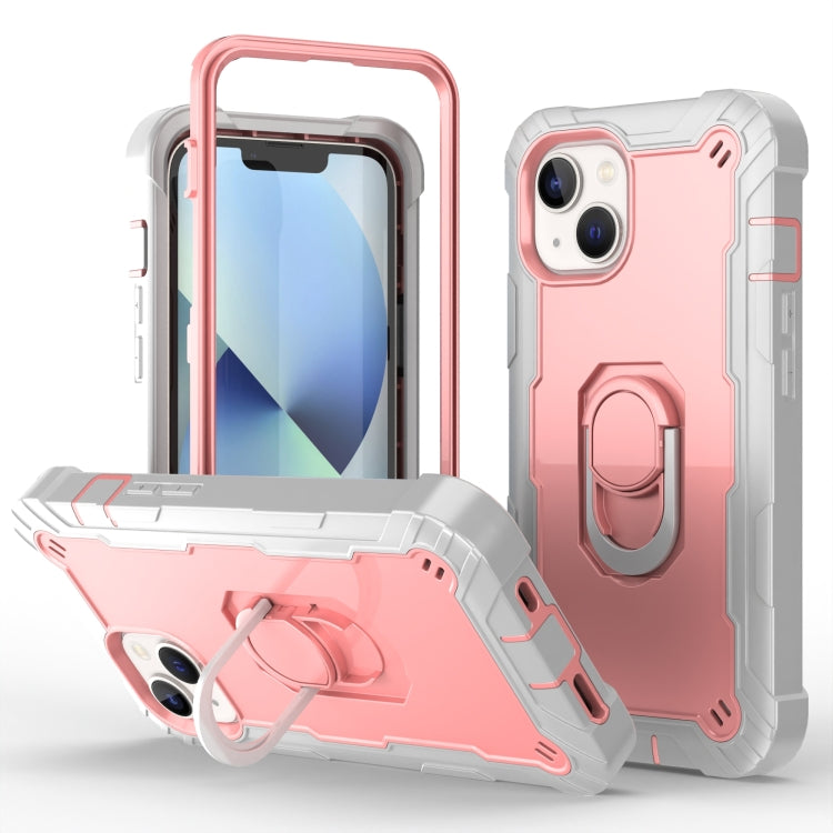 For iPhone 14 Two-color Ring Holder Phone Case