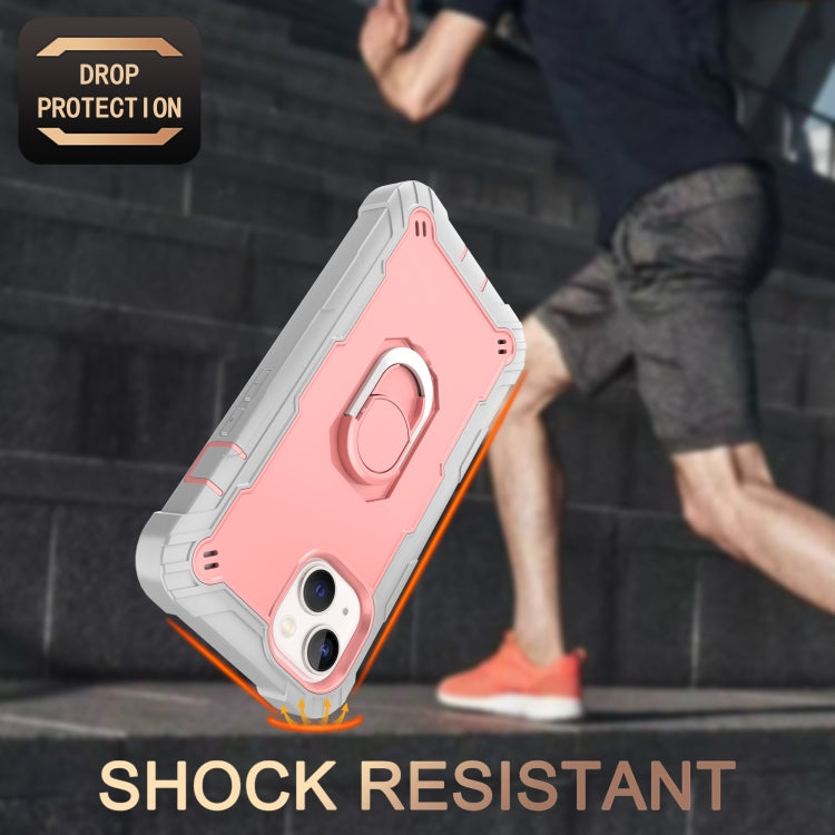 For iPhone 14 Two-color Ring Holder Phone Case