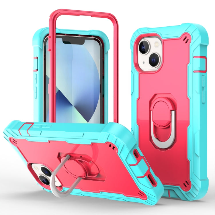 For iPhone 14 Plus Two-color Ring Holder Phone Case