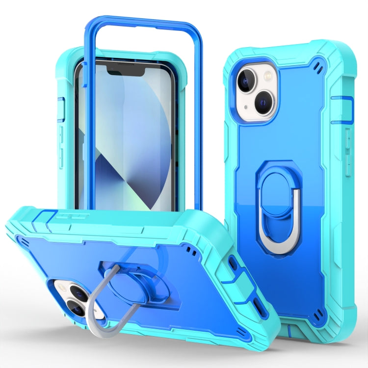 For iPhone 14 Plus Two-color Ring Holder Phone Case