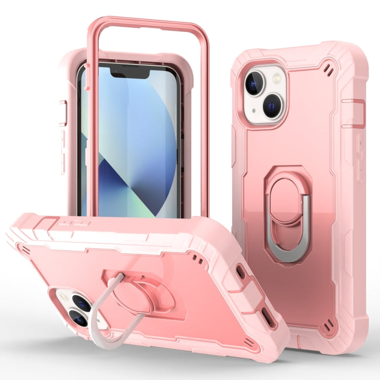 For iPhone 14 Plus Two-color Ring Holder Phone Case