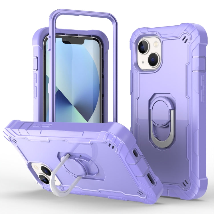 For iPhone 14 Plus Two-color Ring Holder Phone Case