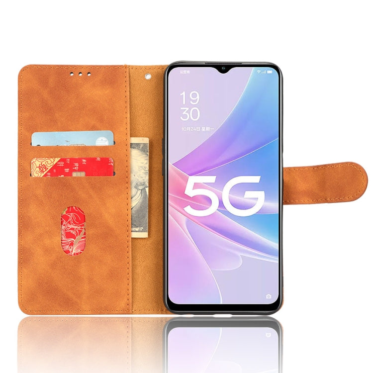 For OPPO A58 5G Skin Feel Magnetic Flip Leather Phone Case