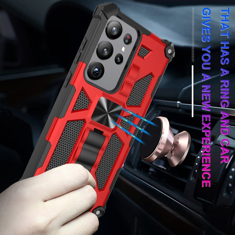 For Samsung Galaxy S23 Ultra 5G Shockproof TPU + PC Magnetic Phone Case with Holder