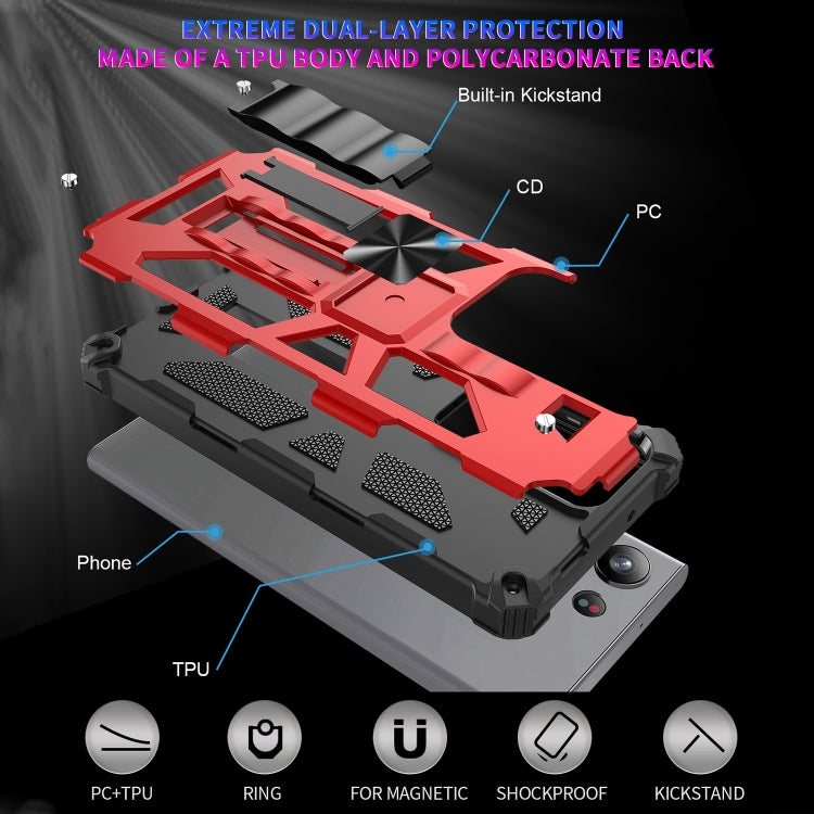 For Samsung Galaxy S23 Ultra 5G Shockproof TPU + PC Magnetic Phone Case with Holder