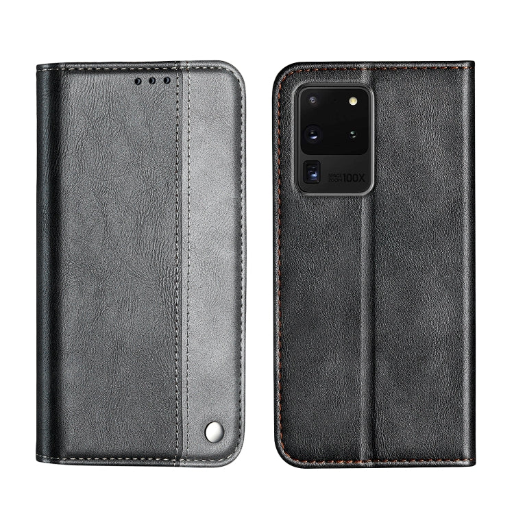 For Galaxy S20 Ultra Business Solid Color Stitching Horizontal Flip Leather Case with Holder & Card Slots