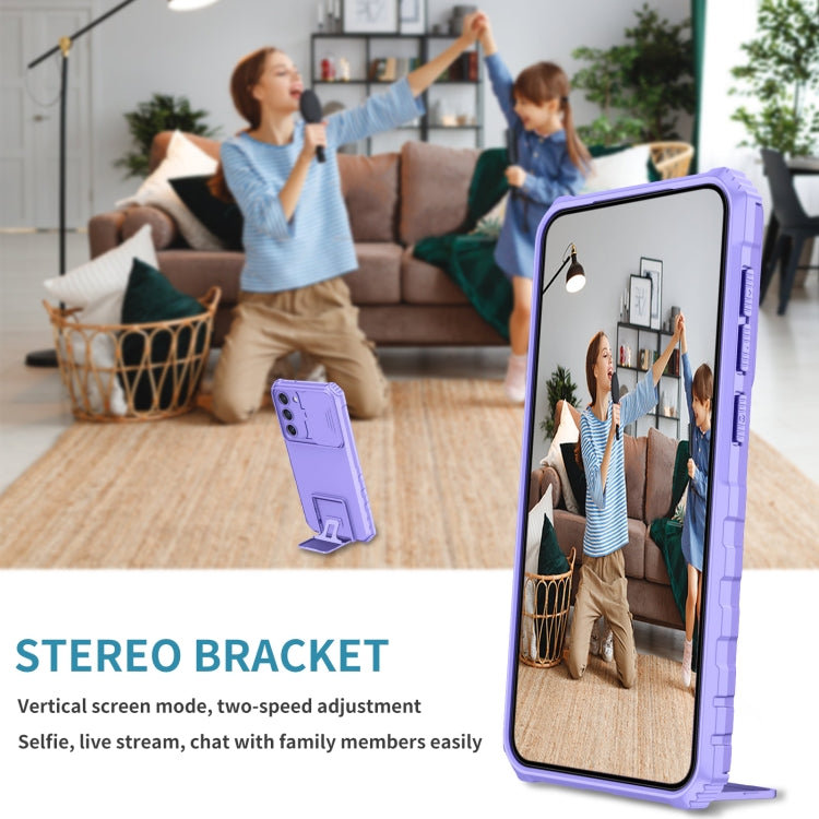 For Samsung Galaxy S23+ 5G Stereoscopic Holder Sliding Camshield Phone Case