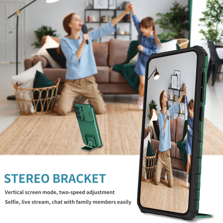 For Samsung Galaxy S23+ 5G Stereoscopic Holder Sliding Camshield Phone Case