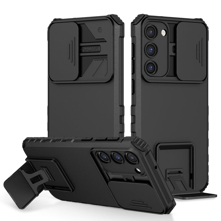 For Samsung Galaxy S23+ 5G Stereoscopic Holder Sliding Camshield Phone Case