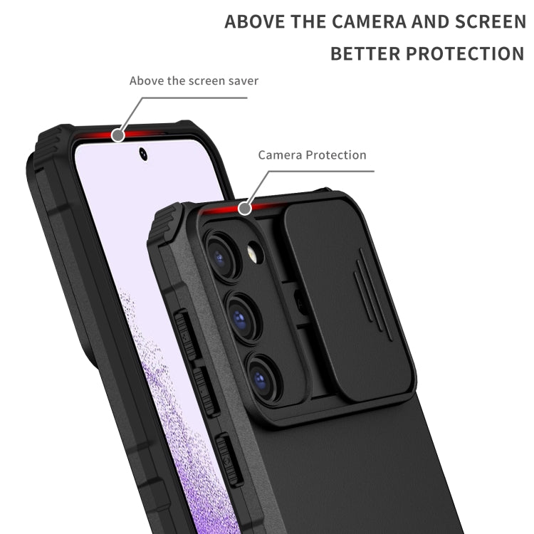 For Samsung Galaxy S23+ 5G Stereoscopic Holder Sliding Camshield Phone Case